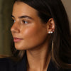 POM Silver plated triple round crystal stud earring set
