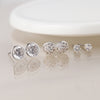 POM Silver plated triple round crystal stud earring set