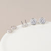 POM Silver plated triple round crystal stud earring set