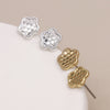 POM Silver plated and golden textured flower stud earrings