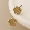 POM Silver plated and golden textured flower stud earrings