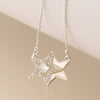 POM Silver plated double star and crystal heart necklace
