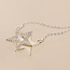 POM Silver plated double star and crystal heart necklace