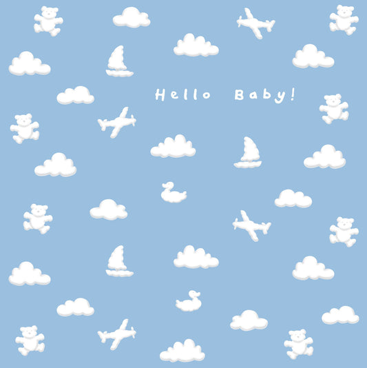 Clouds "Hello Baby" Blue Card