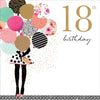 Balloon Girl 18th Birthday Card