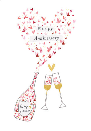 "Happy Anniversary" Bottle & Flutes Card