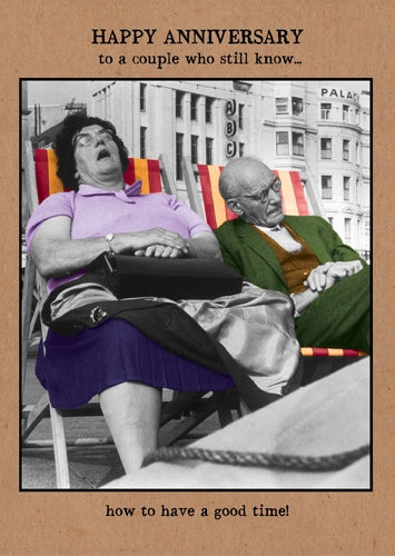 "To A Couple" Funny Old Couple Asleep Anniversary Card