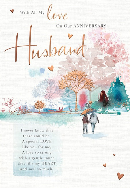 "With All My Love On Our Anniversary" Husband Card.
