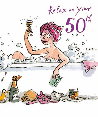Bubble Bath 50th Birthday Card