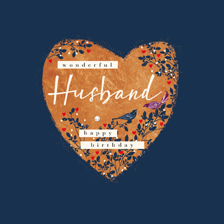 Gold Heart Husband Birthday Card