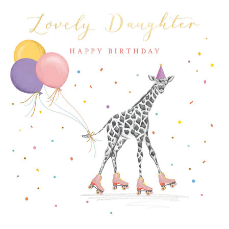 Rollerskate Giraffe Daughter Birthday Card