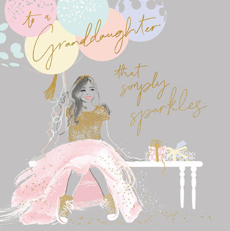 Birthday Sparkles Granddaughter Birthday Card