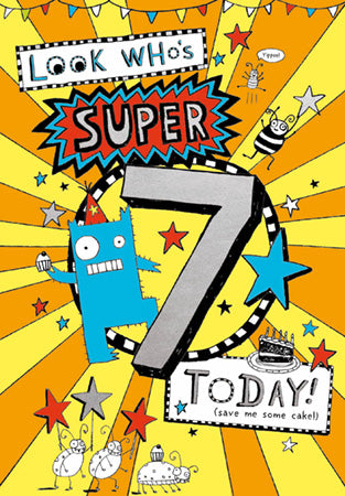 Super Comic 7th Birthday Card