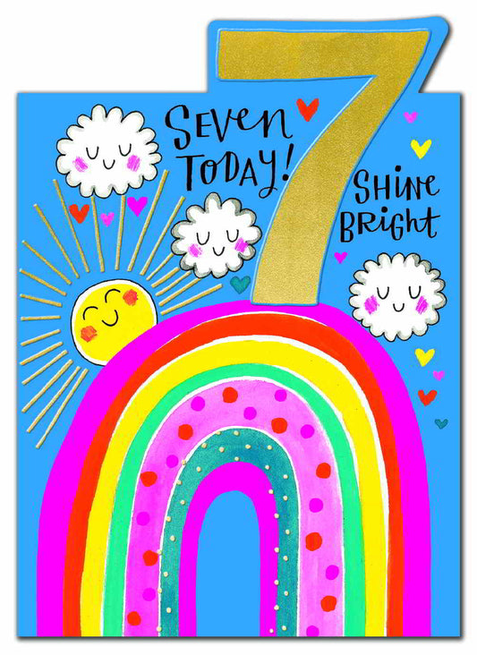 Rainbow 7th Birthday Card