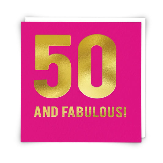 "50 & Fabulous" Hot Pink Birthday Card