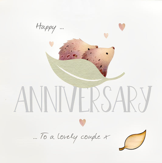 "To A Lovely Couple" Hedgehog Anniversary Card