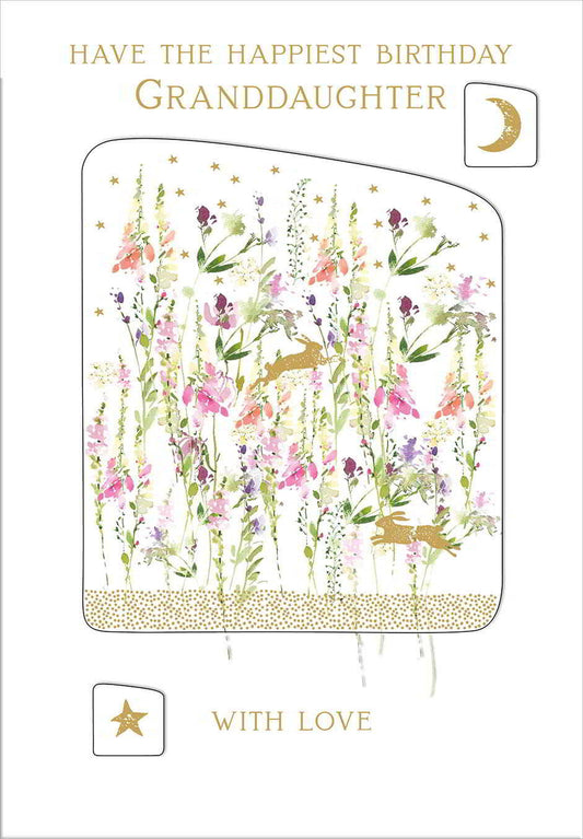 Gold & Floral Granddaughter Birthday Card