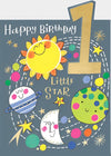Age 1 Boy Planets Birthday Card