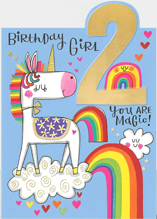 Unicorn 2nd Birthday Card
