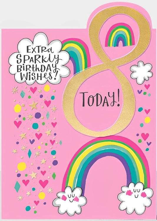 Rainbow 8th Birthday Card