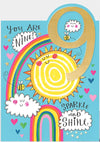 Age 9 Girl Sun & Rainbows Birthday Card