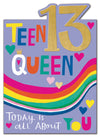 Age 13 Girl Text Birthday Card