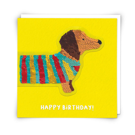 Sequin Dog Card