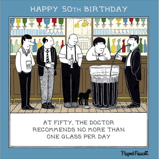 "A Glass A Day" Funny 50th Birthday Card