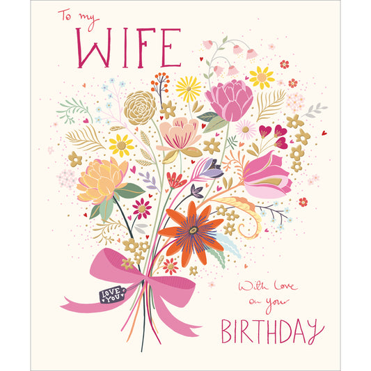 Wife Bouquet Birthday Card