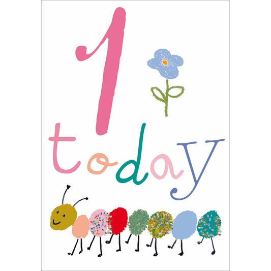 Birthday Caterpillar 1st Birthday Card