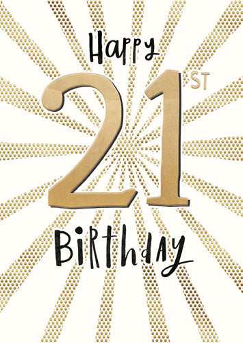 Gold "Happy 21st Birthday" Card