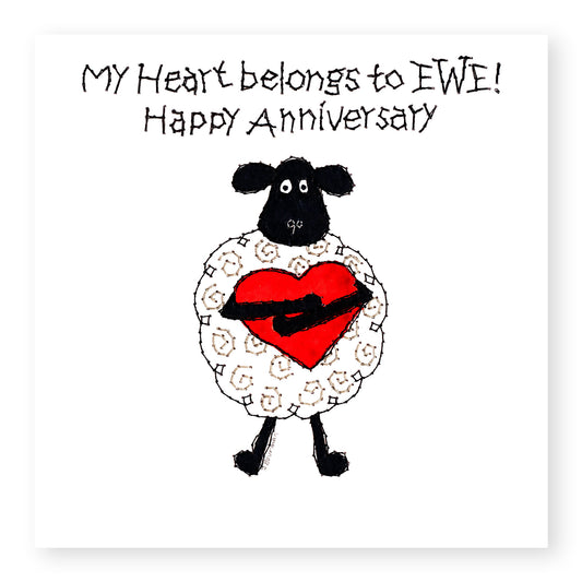 "My Heart Belongs To Ewe" Sheep Anniversary Card