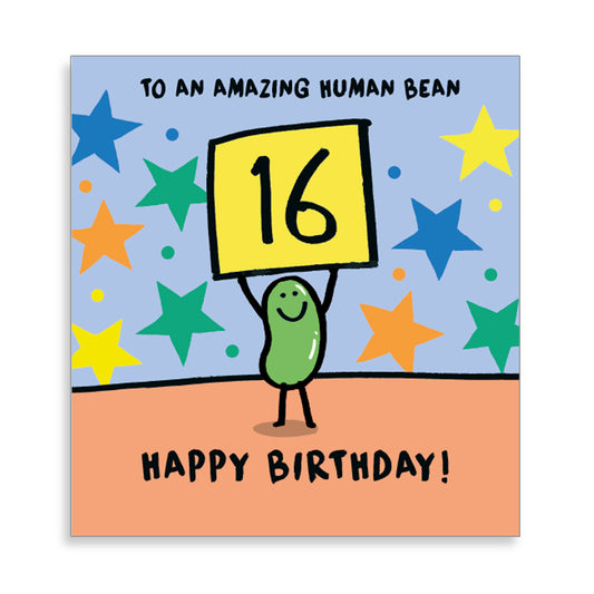 "Amazing Human Bean" 16th Birthday Card