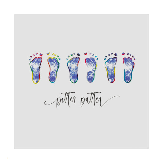 "Pitter Patter" Blue Footprints Baby Card