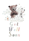 Bear Holding Daisies Get Well Soon card