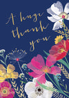 Thank You Floral On Navy Card