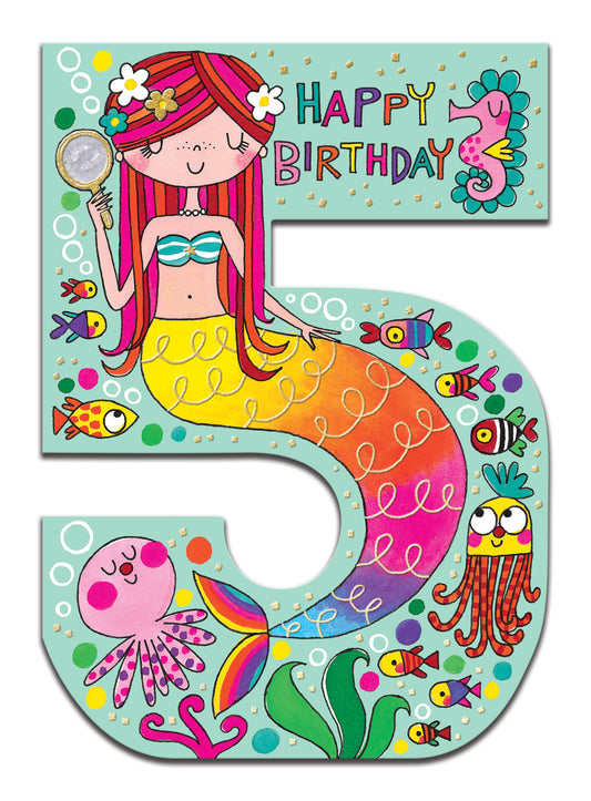Mermaid 5th Birthday Card