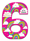 Age 6 Rainbows & Clouds Birthday Card