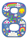 Age 8 Suns, Clouds & Rainbows Birthday Card