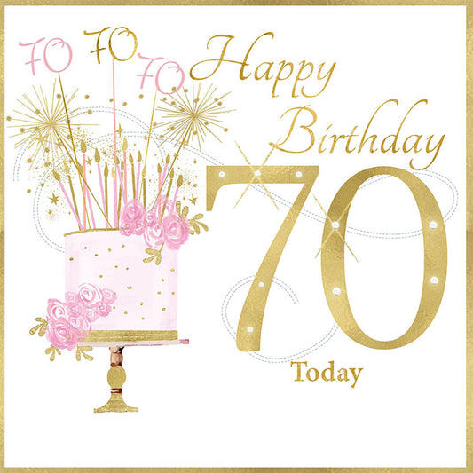 Cake & Sparklers 70th Birthday Card