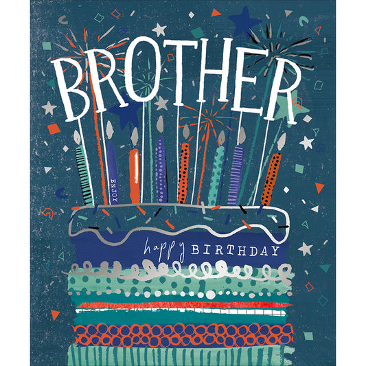 Cake & Sparklers Brother Birthday Card