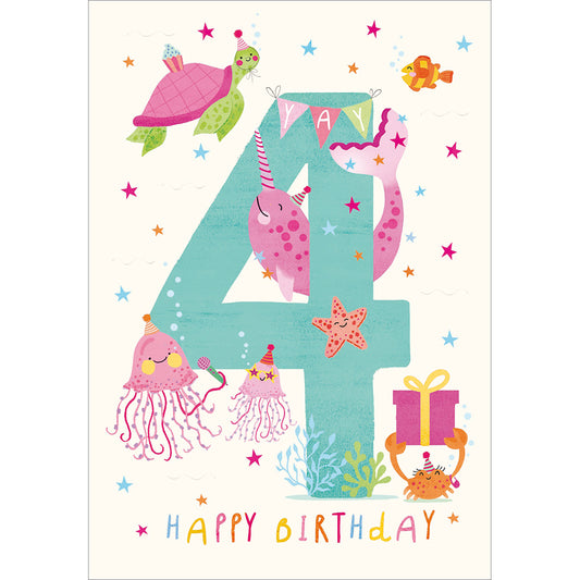 Under The Sea 4th Birthday Card