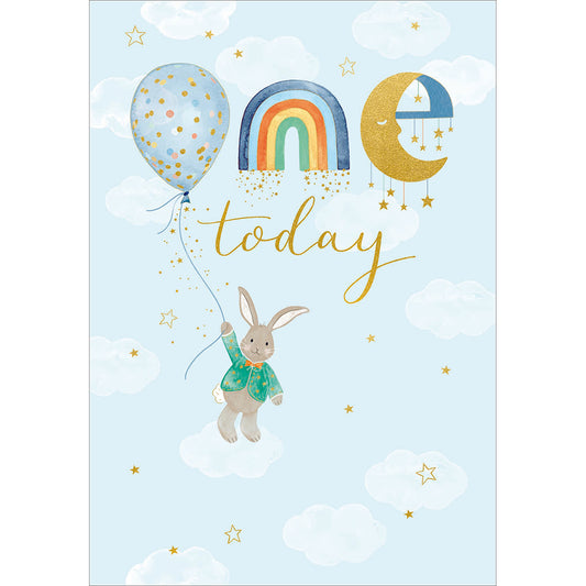 Bunny Balloon 1st Birthday Card