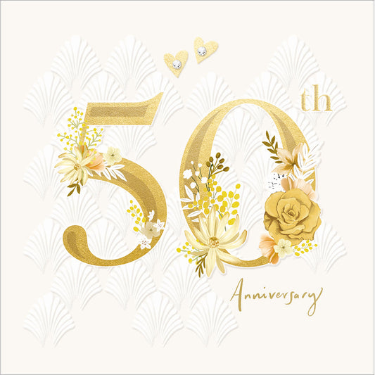 Special Golden Flowers 50th Anniversary Card