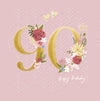 90th Birthday Flowers Card