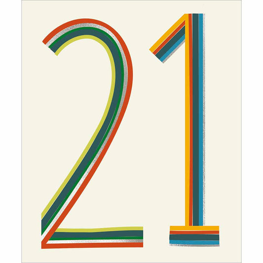 Colourful 21st Birthday Card