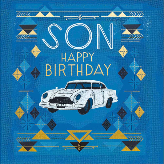 Blue Car Son Birthday Card