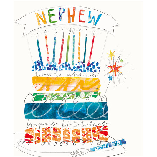 Colourful Cake Nephew Birthday Card