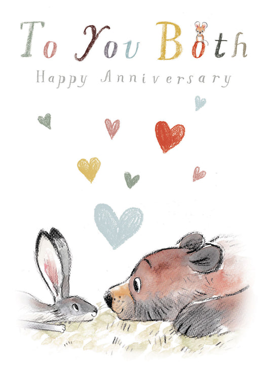 "Happy Anniversary To You Both" Bear And Hare Card