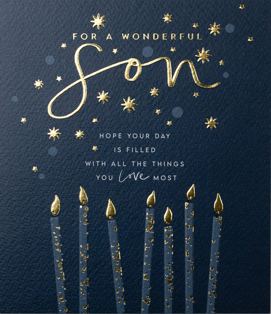 Wonderful Son Candles Birthday Card